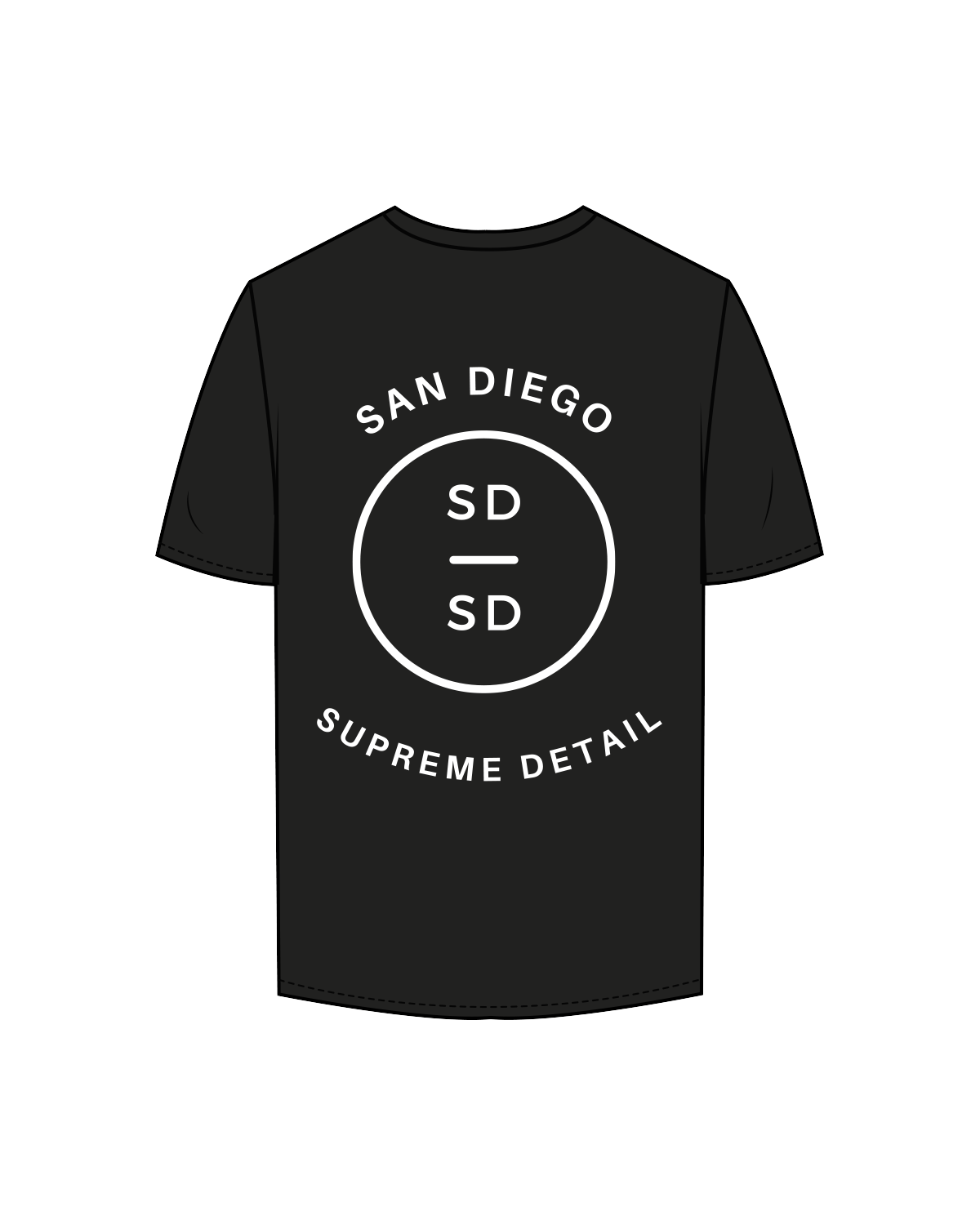The Mens Tee - Black - SD Supreme Detail - Left Chest / Back - White