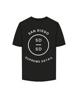 The Mens Tee - Black - SD Supreme Detail - Left Chest / Back - White