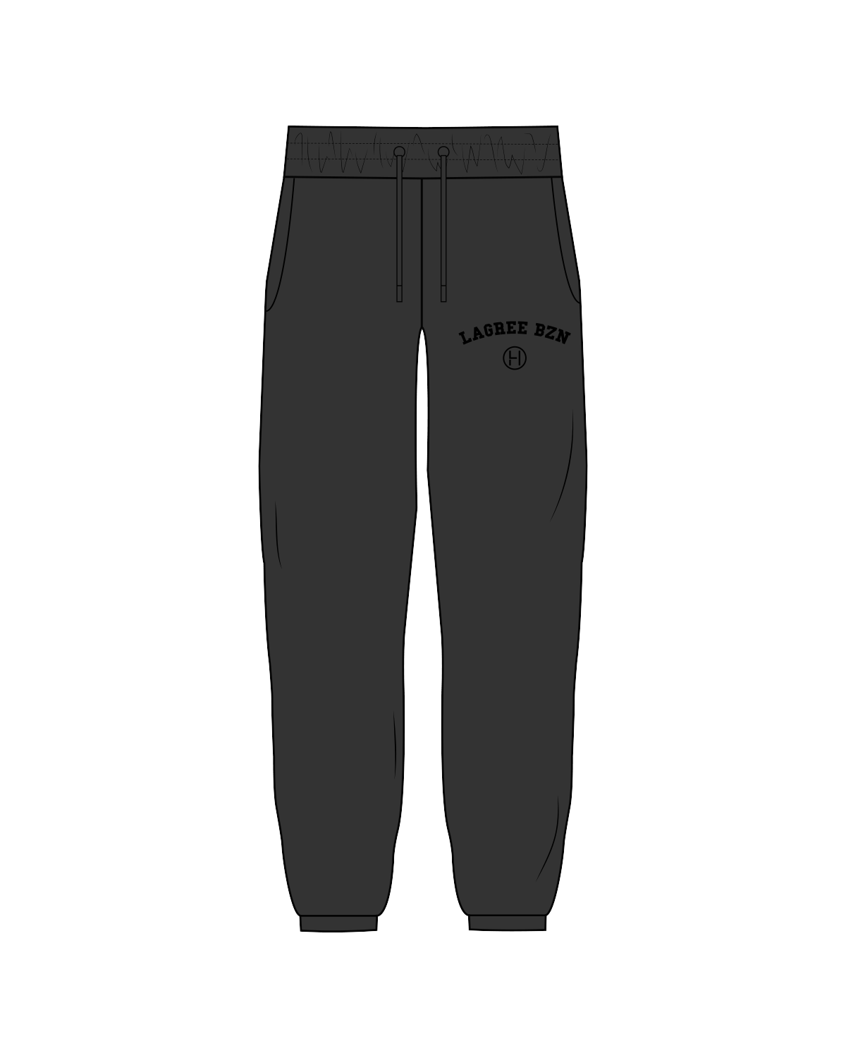 The Womens Classic Sweatpants - Washed Black - Helse Lagree - Left Thigh - Black