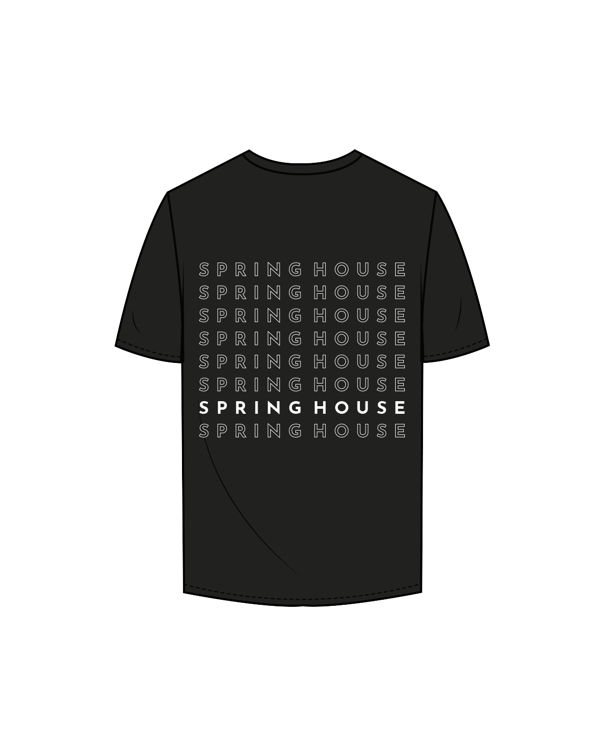 The Mens Tee - Black - Spring House NY - Front / Back Logos - White