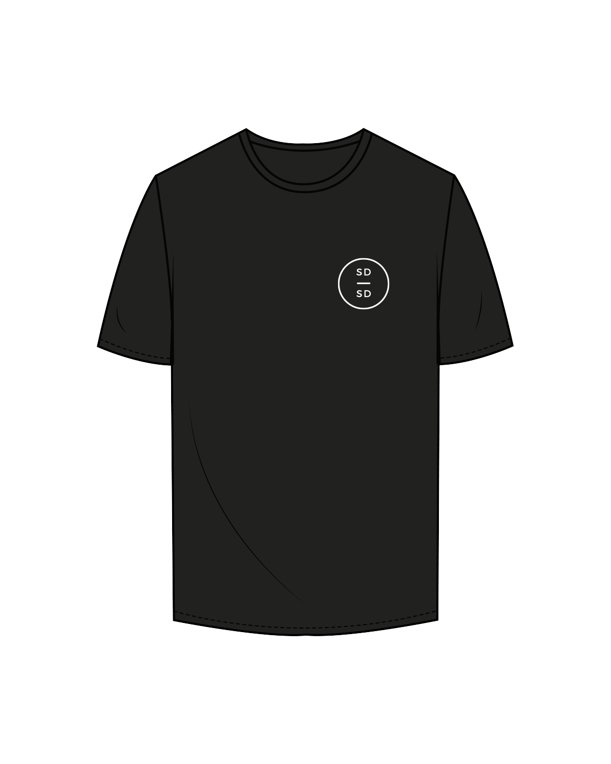 The Mens Tee - Black - SD Supreme Detail - Left Chest / Back - White