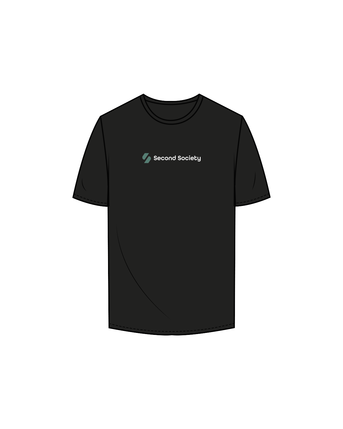 The Mens Tee - Black - Second Society - Full Logo / Front / Back - White