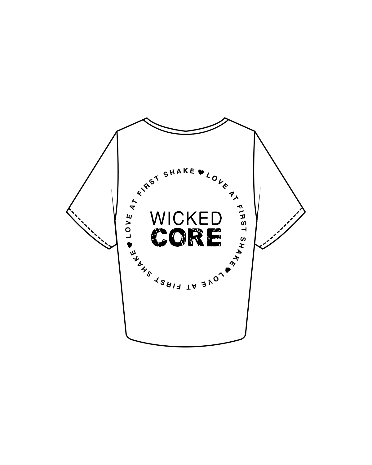 The Crop Tee - White - Wicked Core - Left Chest/ Back - Black