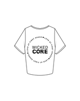 The Crop Tee - White - Wicked Core - Left Chest/ Back - Black