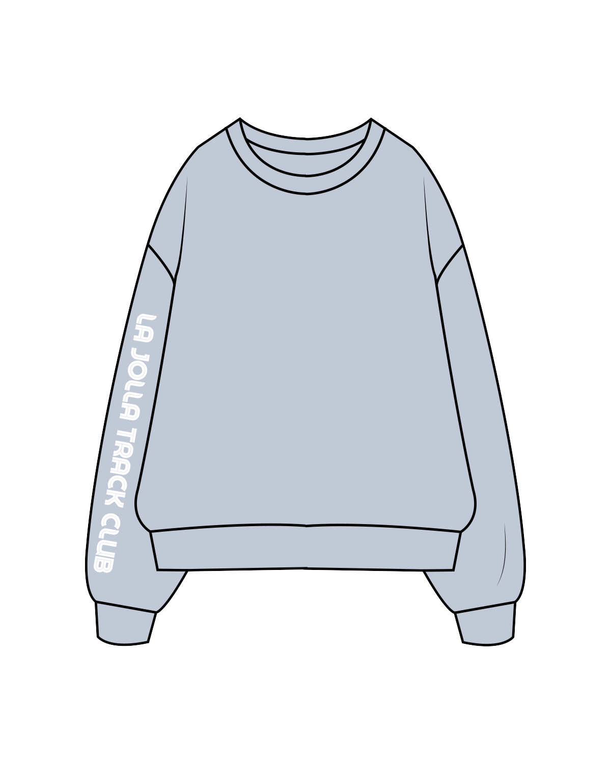 The Womens Crewneck - Powder - LJTC - Right Sleeve / Back - Full Color