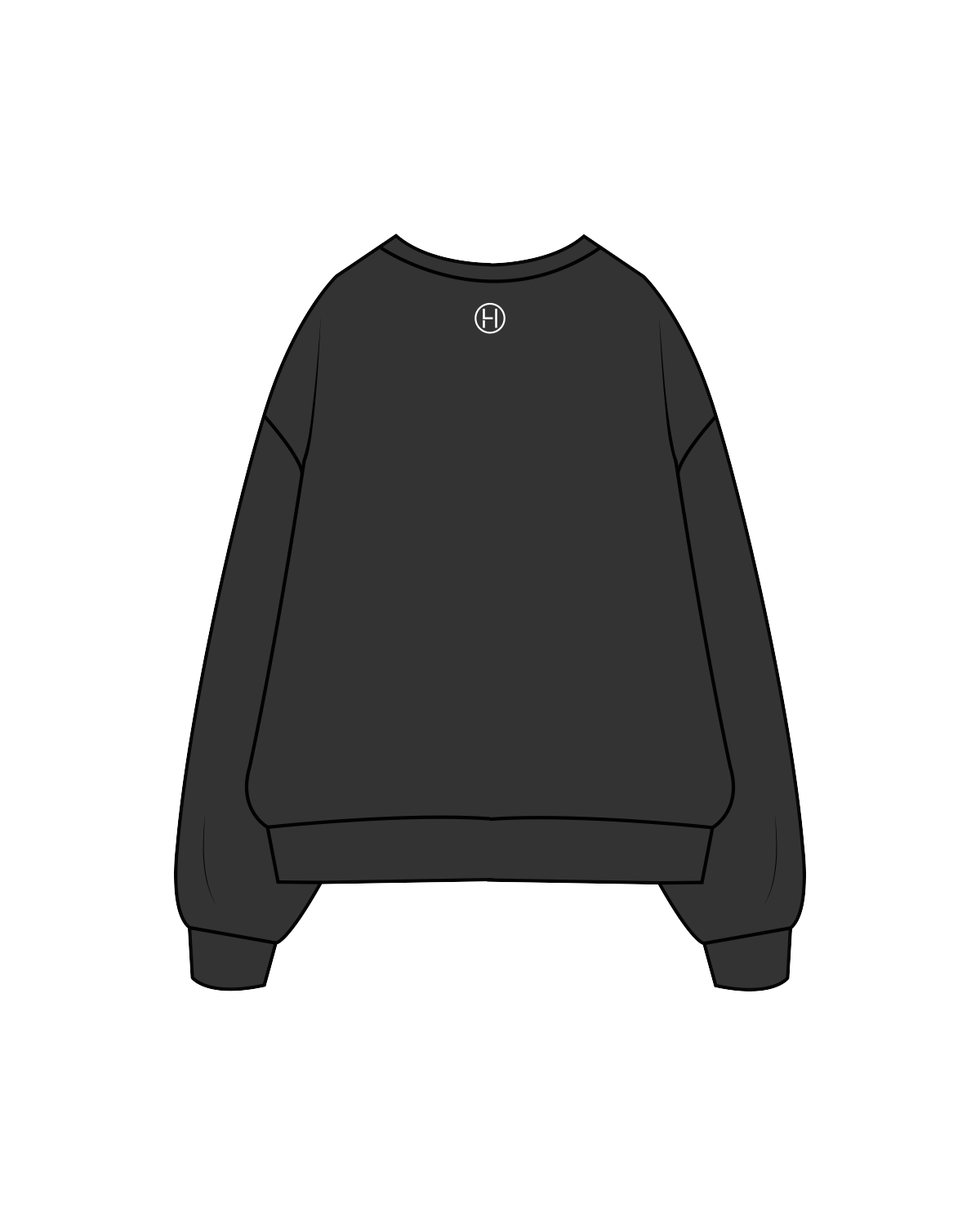 The Womens Crewneck - Washed Black - Helse Lagree - Center / Back - White