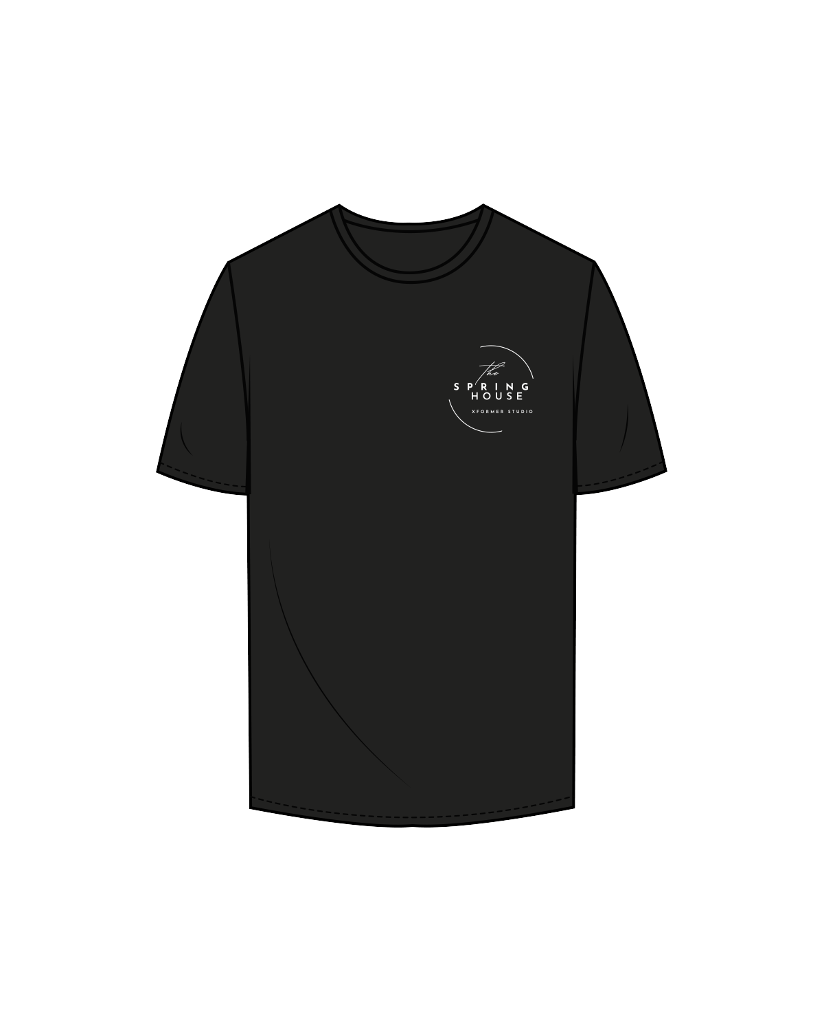 The Mens Tee - Black - Spring House NY - Front / Back Logos - White
