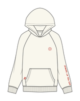 The Mens Hoodie - Washed Off White - Pink7 - Hangover Club - Red Puff Print