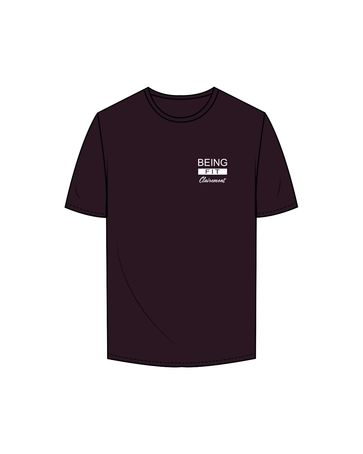The Mens Tee - Plum - Being Fit - Left Chest - White