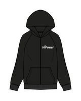 The Womens Zip Hoodie - Black - HiPower - Front / Back - White