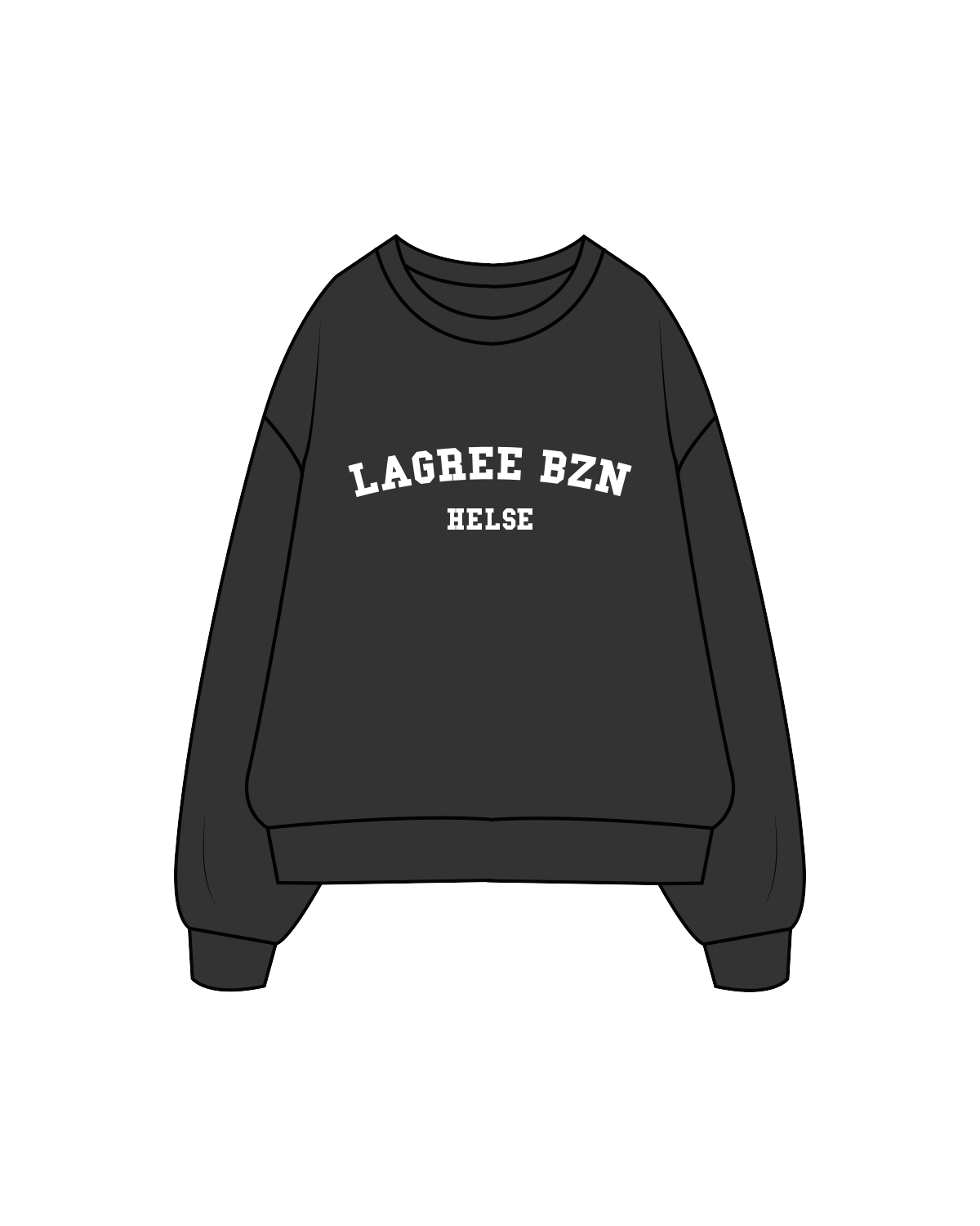 The Womens Crewneck - Washed Black - Helse Lagree - Center / Back - White