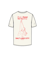 The Mens Tee - Off White - Pvolve SLC - Left Chest / Back - Red