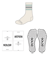 The Crew Grip Sock - Off White - Solo Pilates - Teal / Grey