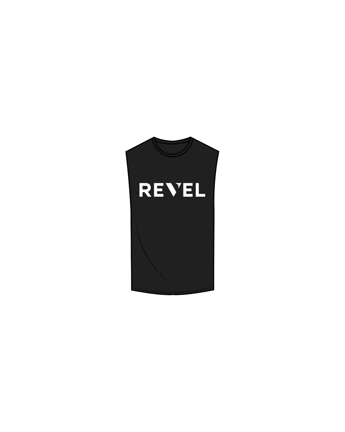 The Muscle Tank - Black - Revel Fit Club - Center Main Logo - White