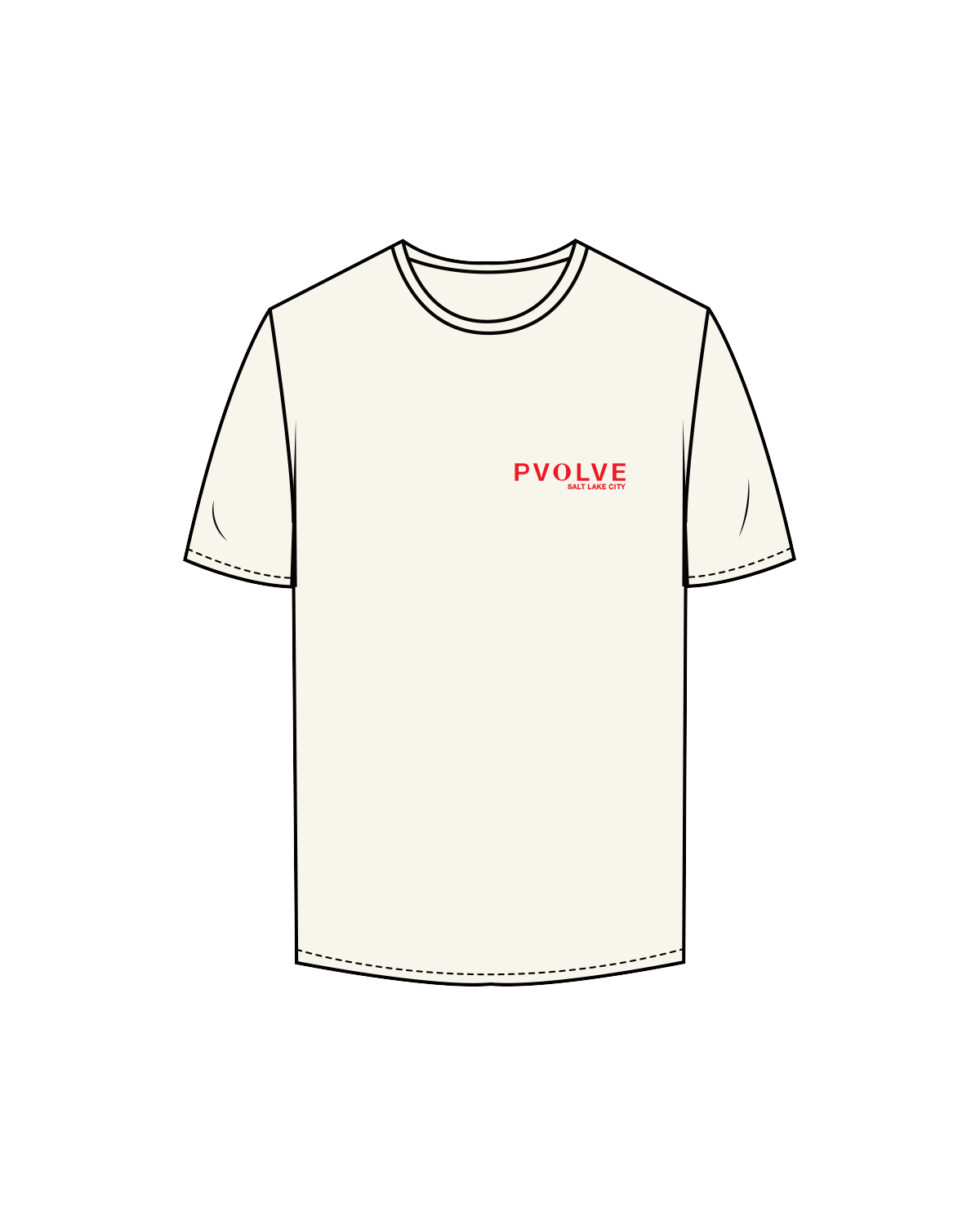 The Mens Tee - Off White - Pvolve SLC - Left Chest / Back - Red
