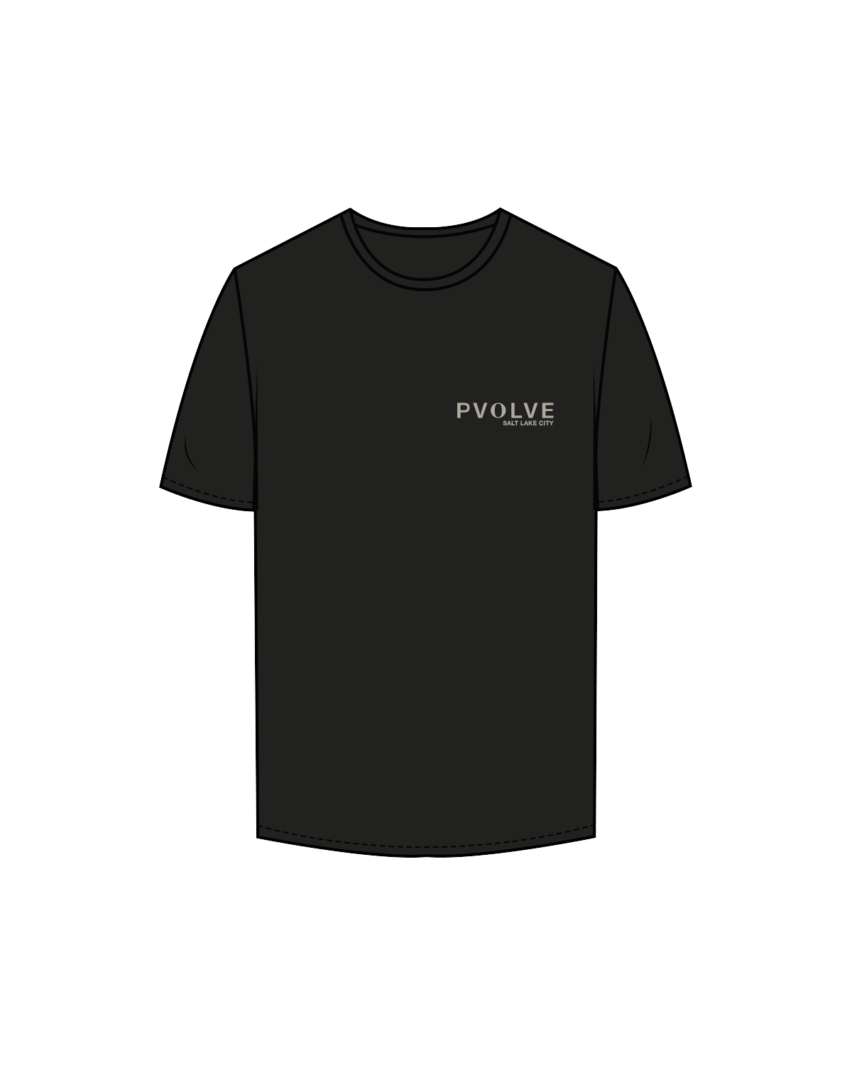 The Mens Tee - Black - Pvolve SLC - Left Chest / Back - White