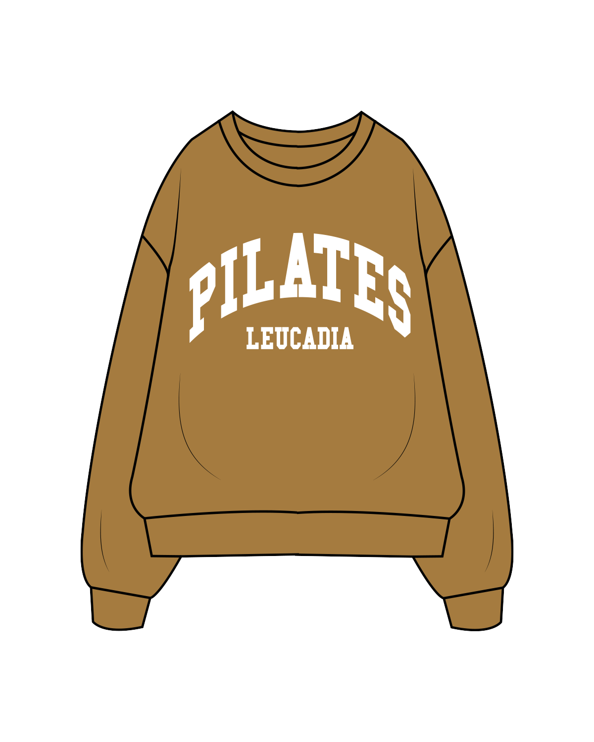 The Classic Crewneck - Camel - Pilates Leucadia - Collegiate - White