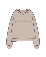 The Womens Crop Crewneck - Bone - Pilates Leucadia - Center Chest - Tone on Tone