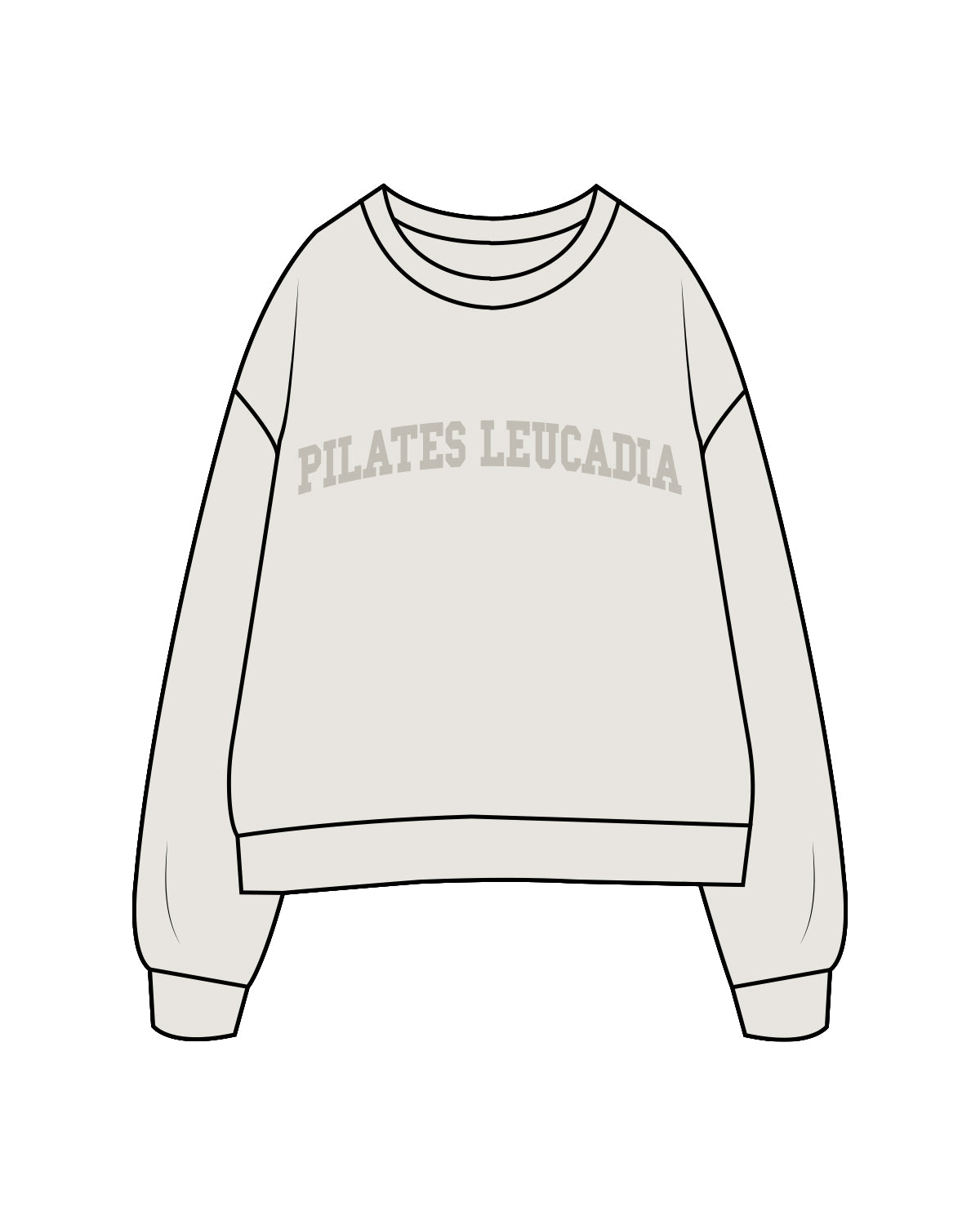 The Womens Crewneck - Washed Bone - Pilates Leucadia - Center Chest - Tone on Tone