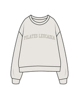 The Womens Crewneck - Washed Bone - Pilates Leucadia - Center Chest - Tone on Tone