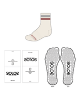 The 3/4 Crew Grip Sock - Off White - Solo Pilates - Grey / Coral