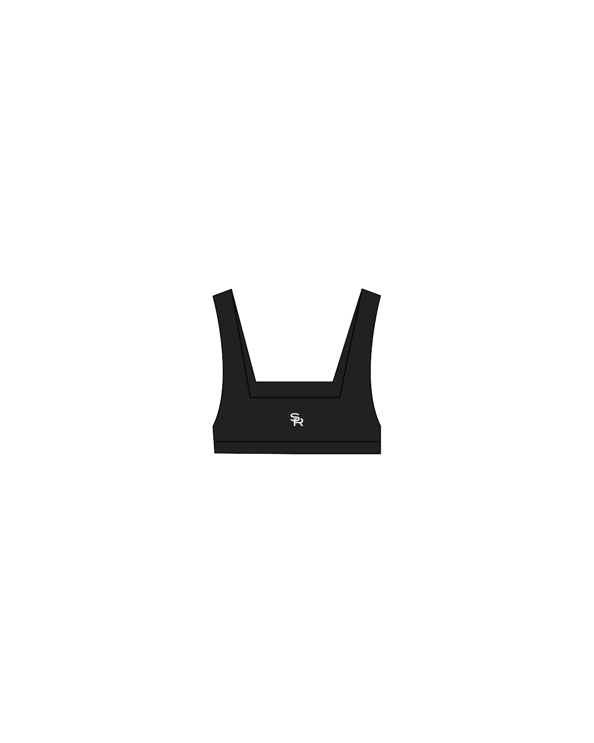The Box Cut Bra - Black - The Sculpt Room - Front / Back - White
