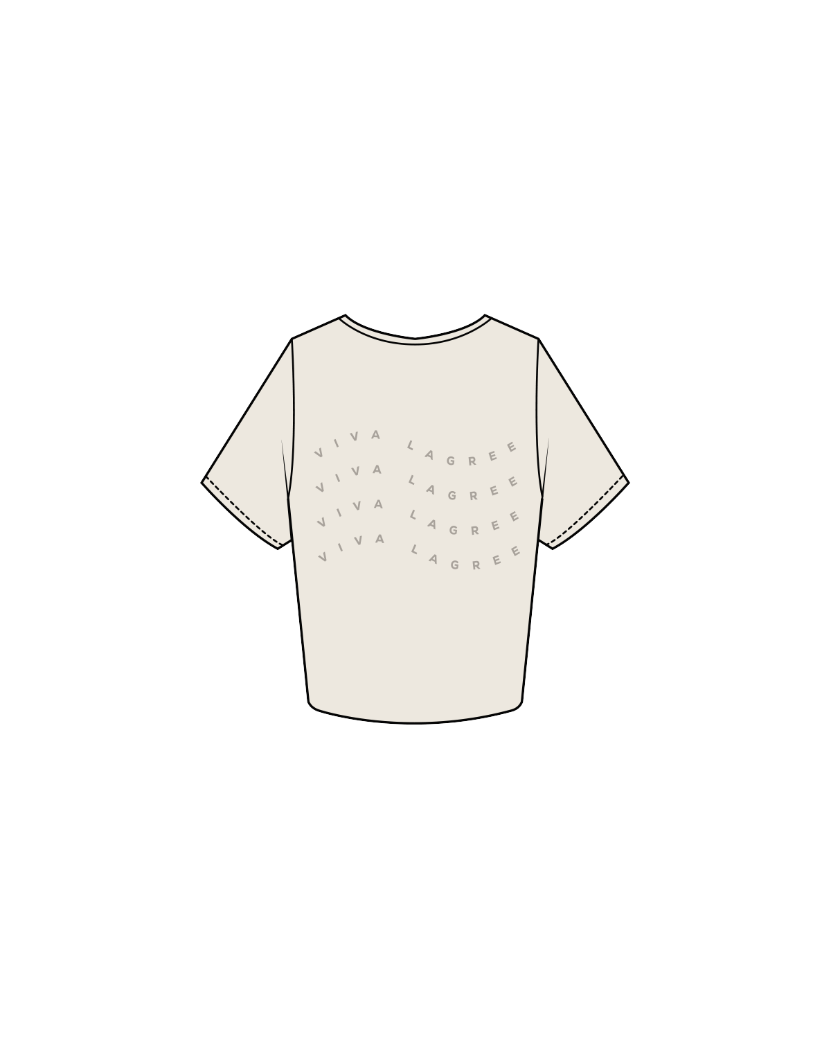 The Crop Tee - Bone - Viva Lagree - 'Viva Lagree est 2022' Front Center / 'Viva Lagree' Repeating Wavy Back - Tone on Tone