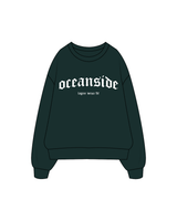 The Womens Heavy Crewneck - Pine Green - Lagree Versa. Fit - Oceanside - White