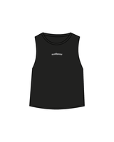 The Ribbed Crop Tank - Black - Mad House Dance - White Embroidered