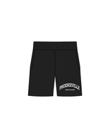 The Womens Sweat Shorts - Black - Trufit Pilates - Left Thigh - White