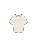 The Crop Tee - Bone - Viva Lagree - 'Viva Lagree est 2022' Front Center / 'Viva Lagree' Repeating Wavy Back - Tone on Tone