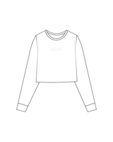 The Crop Long Sleeve - White - Eleve Fitness - Center Chest - Off White
