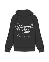 The Mens Hoodie - Washed Black - Pink7 - Hangover Club - White Puff Print