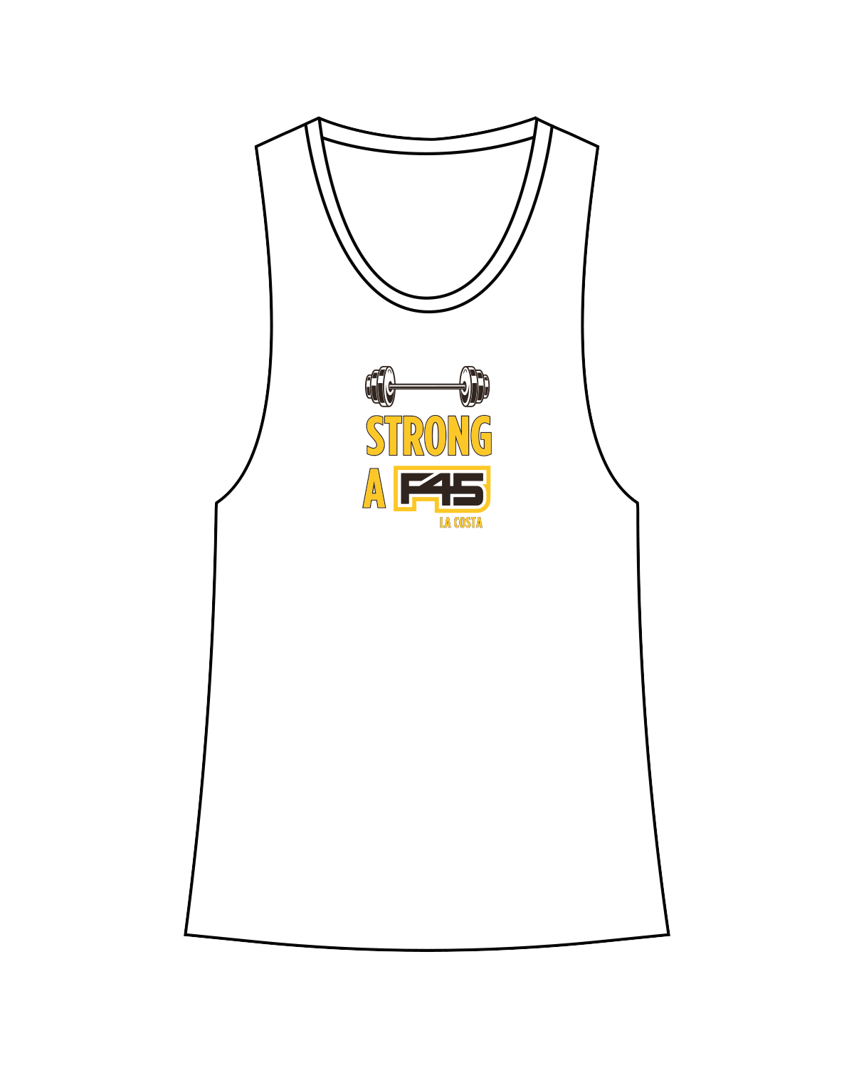 The Womens Racerback Tank - White - F45 La Costa - Padres - Full Color
