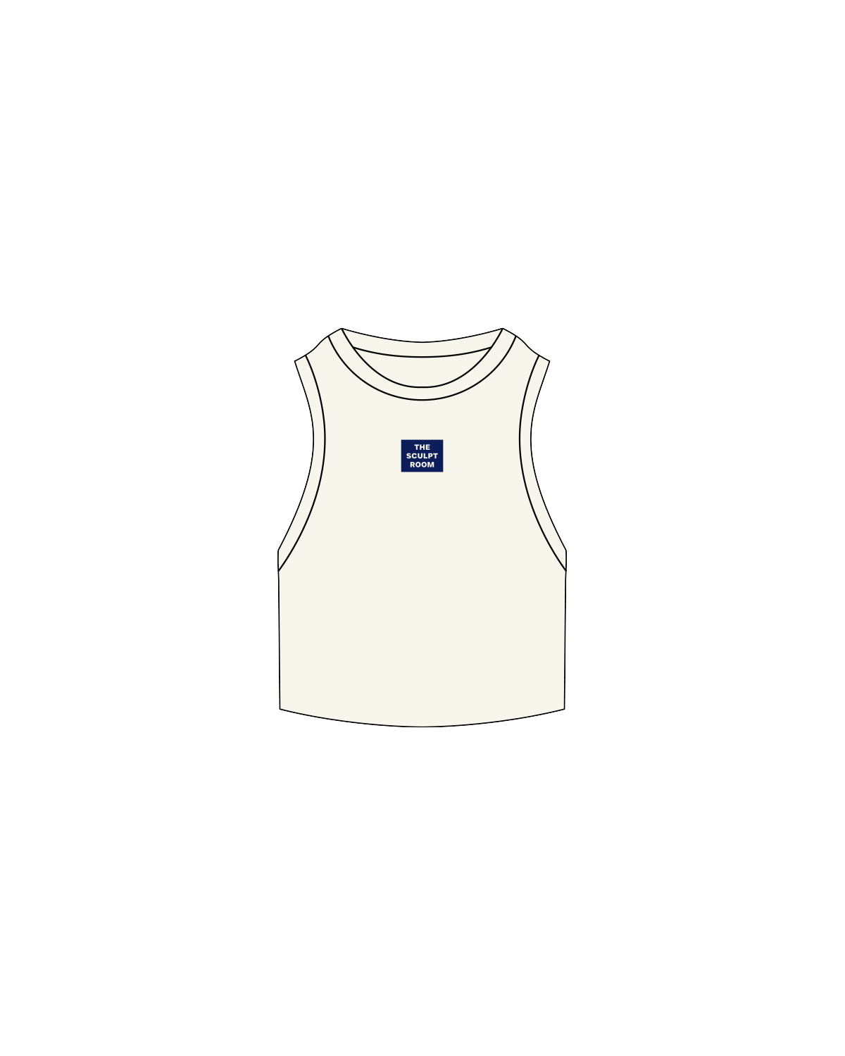 The Ribbed Crop Tank - Off White - The Sculpt Room - Blue Embroidered