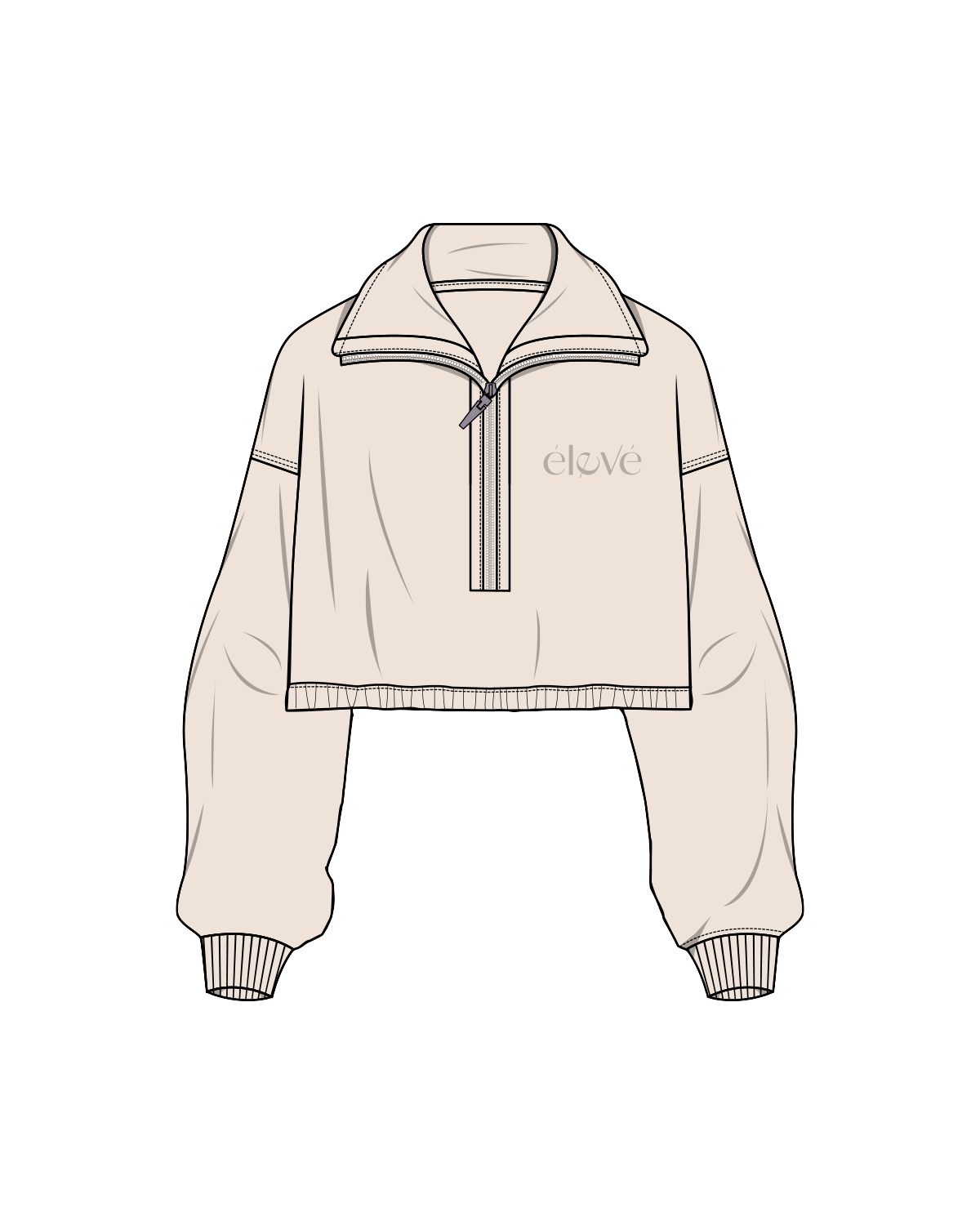 The Suede 1/2 Zip - Latte - Eleve Fitness - Left Chest - Latte Embroidered