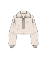 The Suede 1/2 Zip - Latte - Eleve Fitness - Left Chest - Latte Embroidered