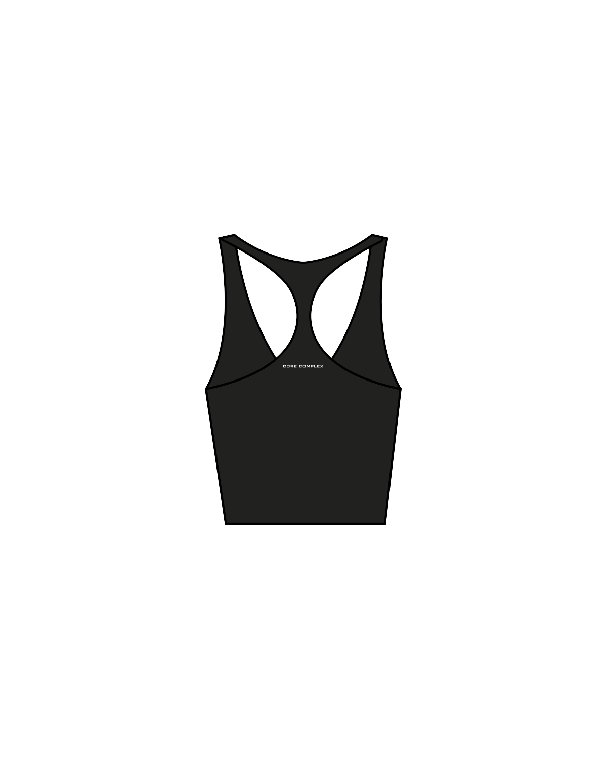 The Racer Tank - Black - Core Complex - Center / Back - White