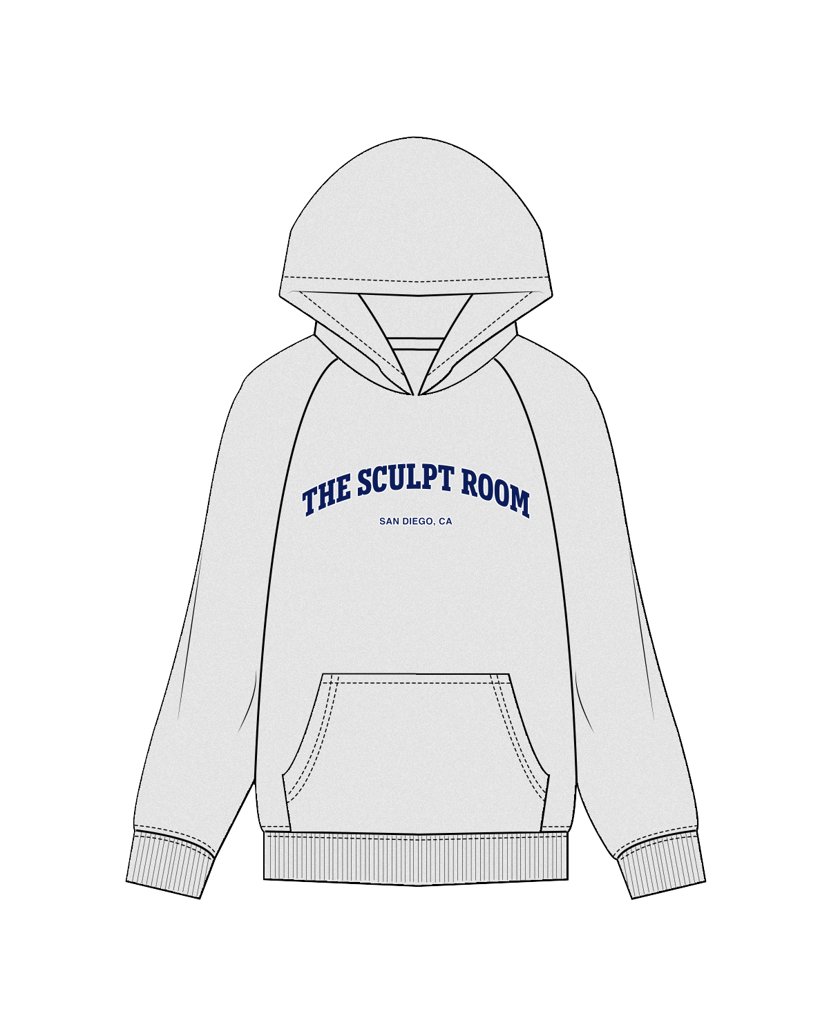 The Mens Hoodie - White Heather - The Sculpt Room - Center - Full Color