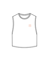 The Crop Muscle Tank - White - The Bar Method - Left Chest / Back - Ballet Pink
