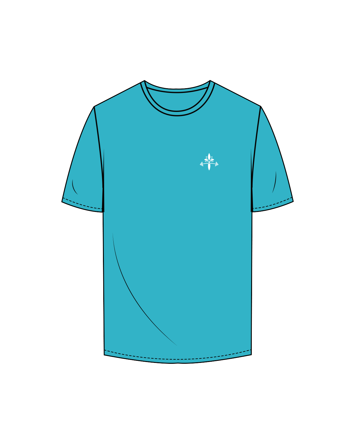 The Mens Tee - Turquoise - Armonia - Left Chest / Back - White