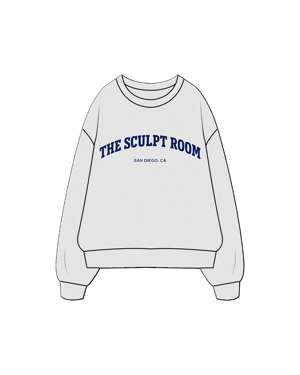 The Mens Crewneck - White Heather - The Sculpt Room - Center - Full Color