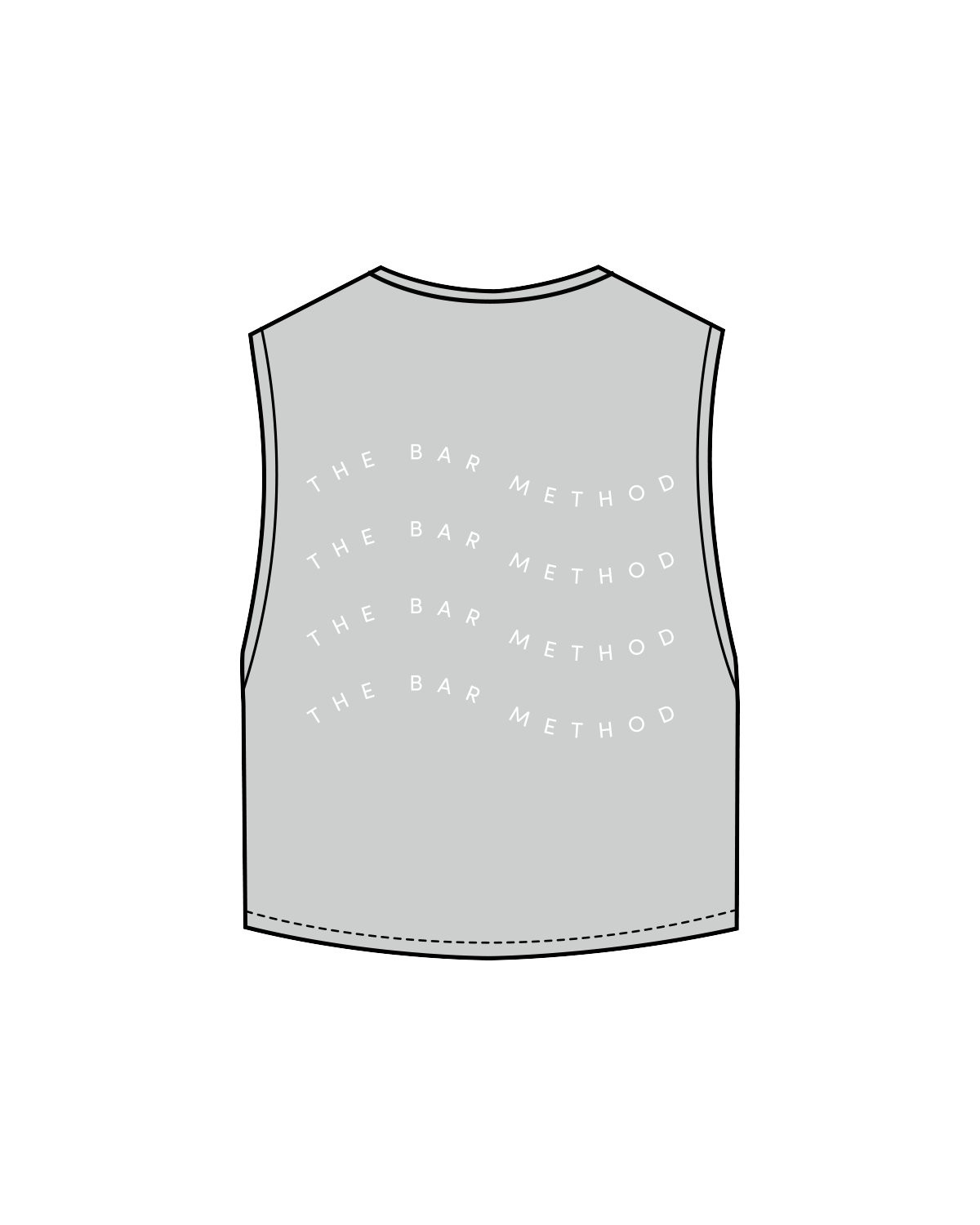 The Crop Muscle Tank - Storm - The Bar Method - Left Chest / Back - White