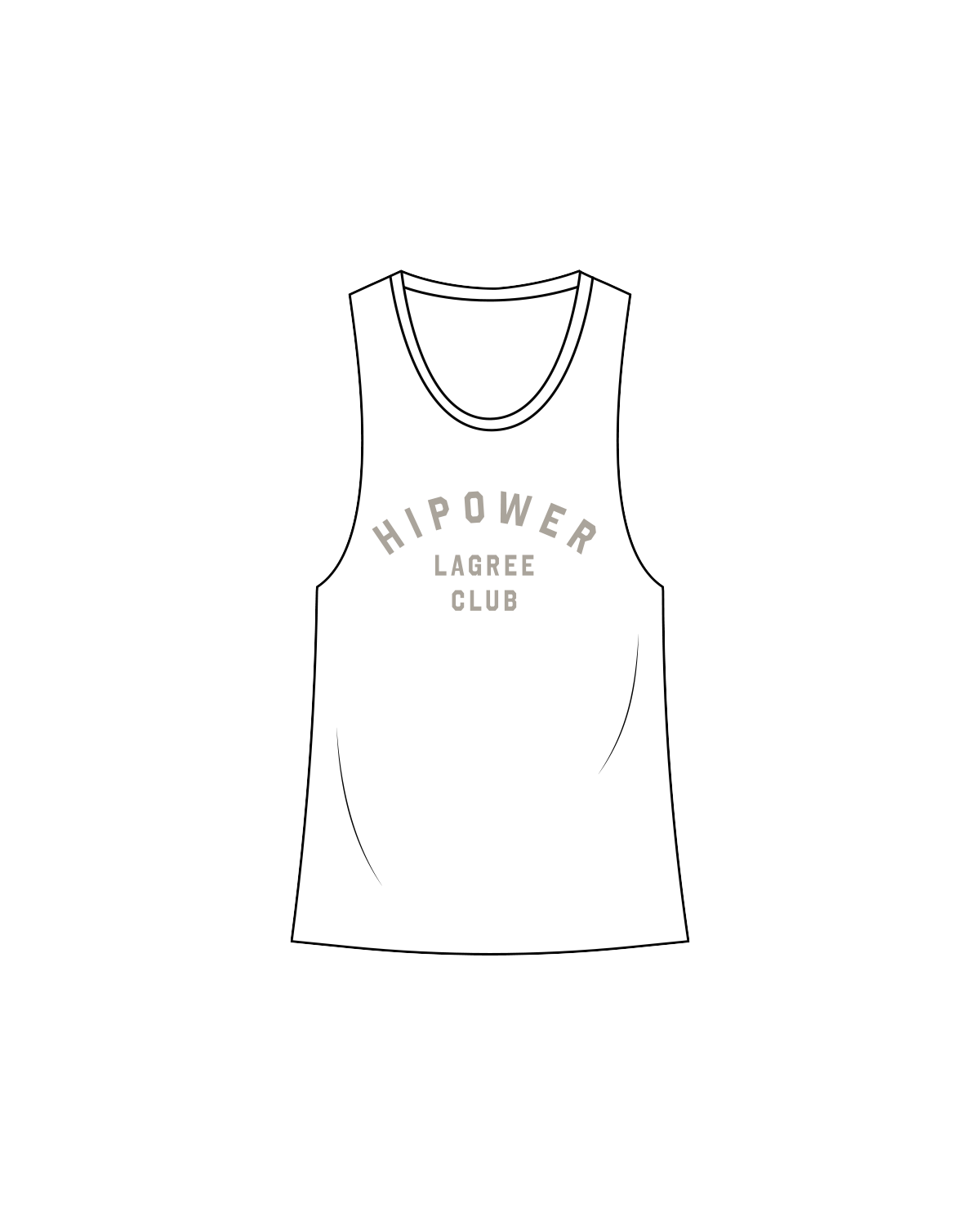 The Womens Racerback Tank - White - HiPower - Front / Back - Bone