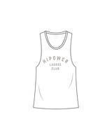 The Womens Racerback Tank - White - HiPower - Front / Back - Bone