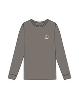 The Womens Heavyweight Long Sleeve - Washed Gray - Eleve Fitness - Left Chest / Back - White