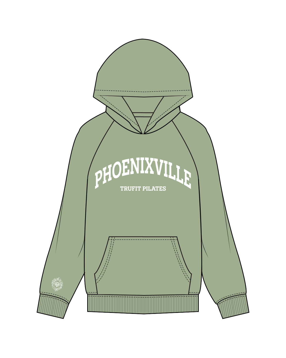 The Classic Hoodie - Pistachio - Trufit Pilates - Center Chest / Wrist - White