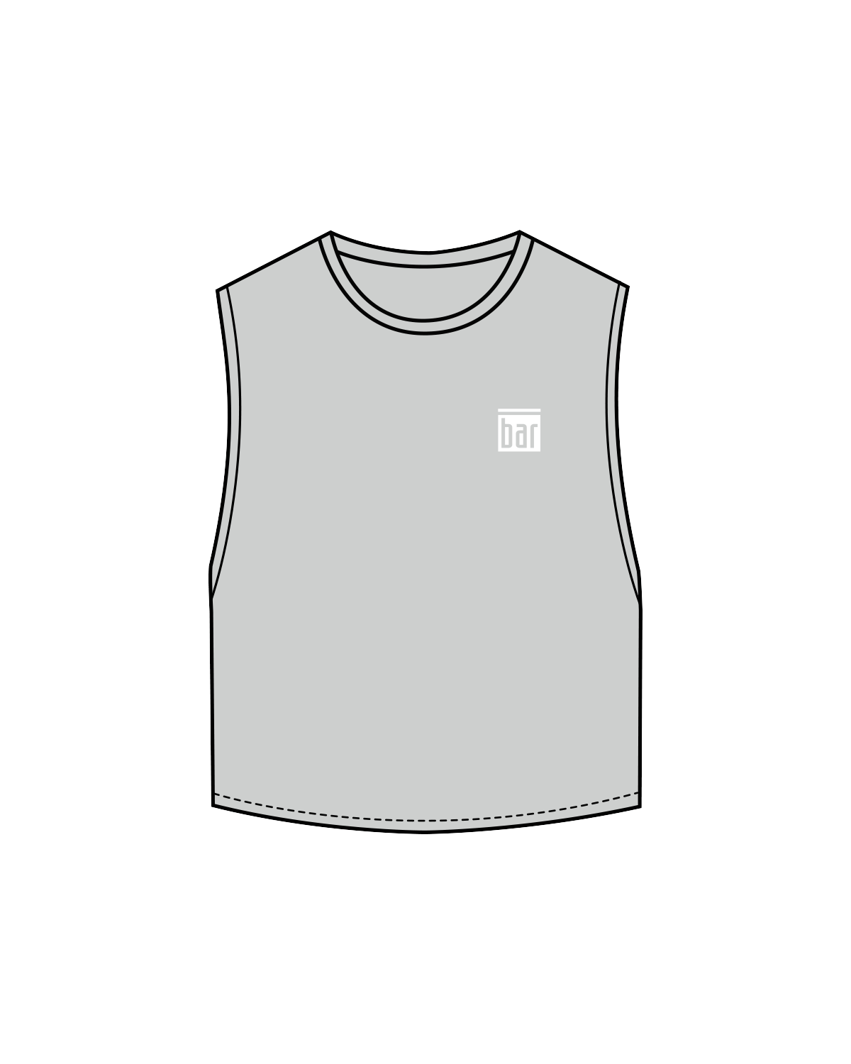The Crop Muscle Tank - Storm - The Bar Method - Left Chest / Back - White