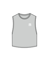 The Crop Muscle Tank - Storm - The Bar Method - Left Chest / Back - White