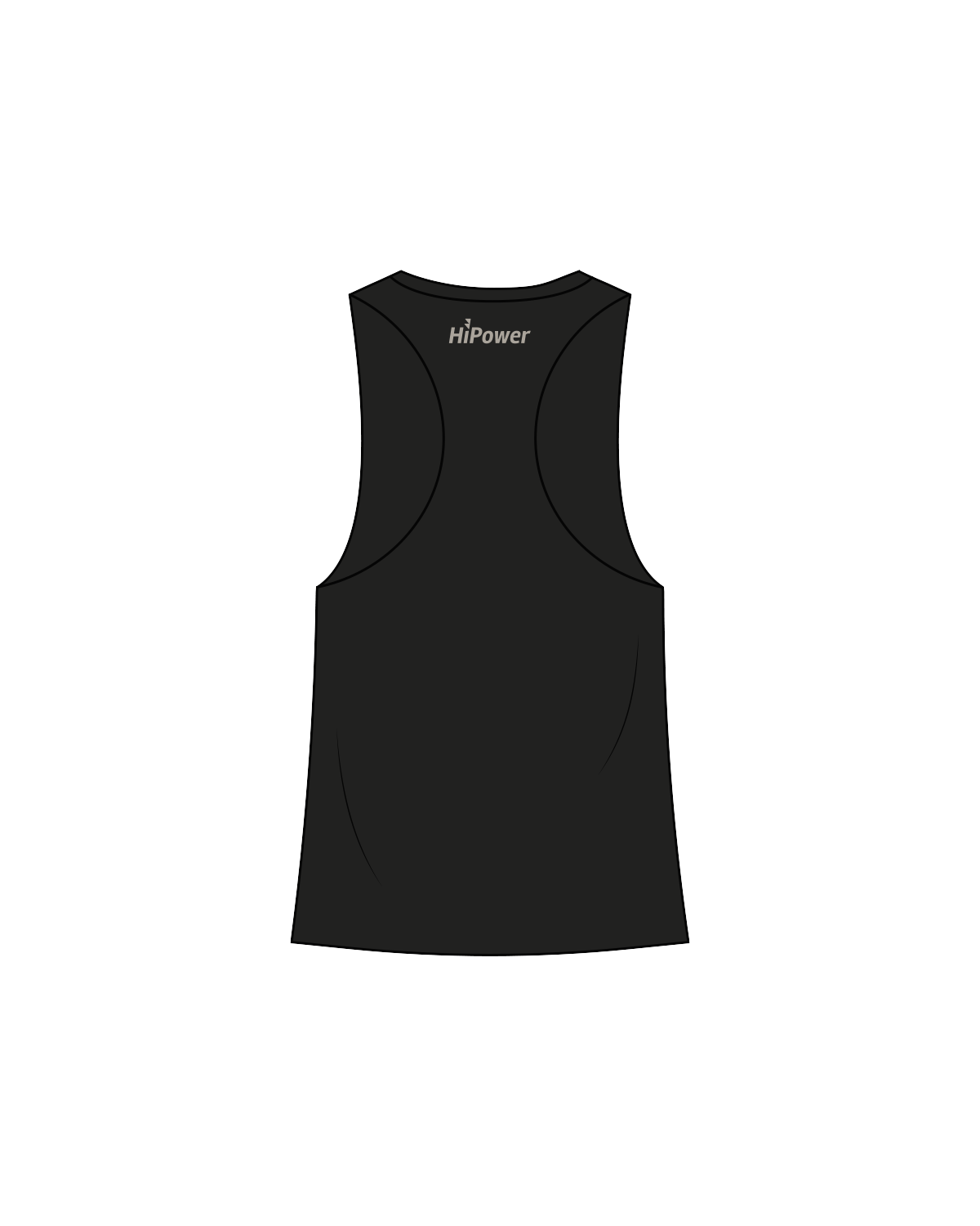 The Womens Racerback Tank - Black - HiPower - Front / Back - Bone